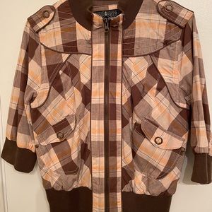 Plaid Cropped Bomber Jacket